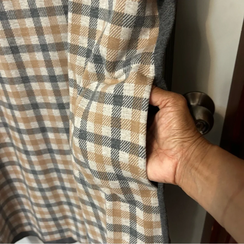 J. Jill Plaid Short Sleeve Dress Pockets Modest Office Camel Multi Size XL - Picture 5 of 9